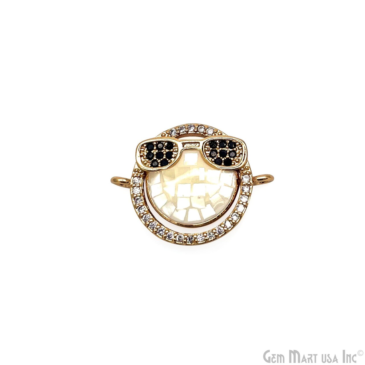 Sunglasses Smiley Face Cool Emoji Pendant 20x15mm Cubic Zircon Emoji Charm Jewelry GemMartUSA